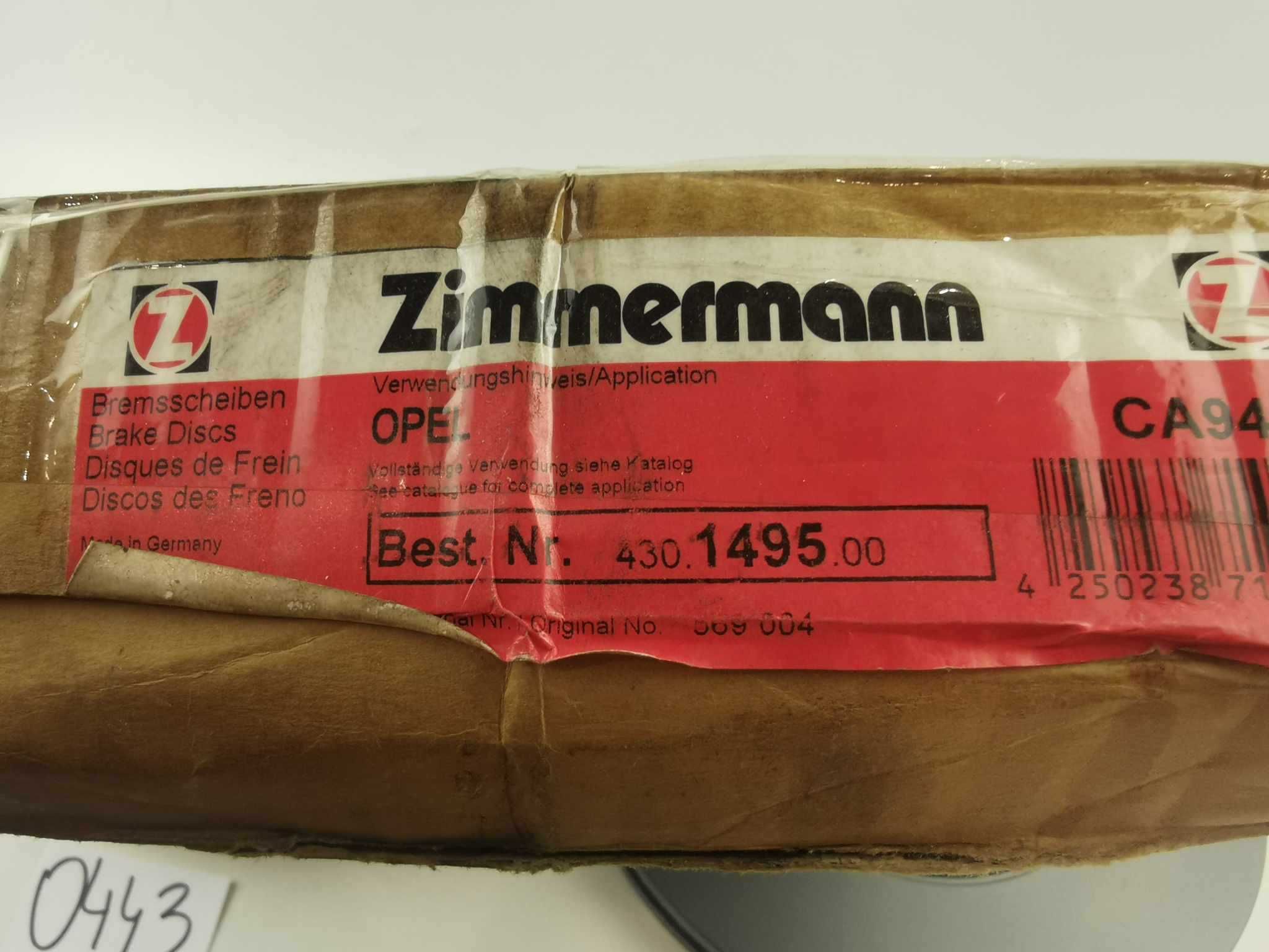 Tarcza hamulcowa ZIMMERMANN 430.1495.20 Vectra C Signum przód komplet