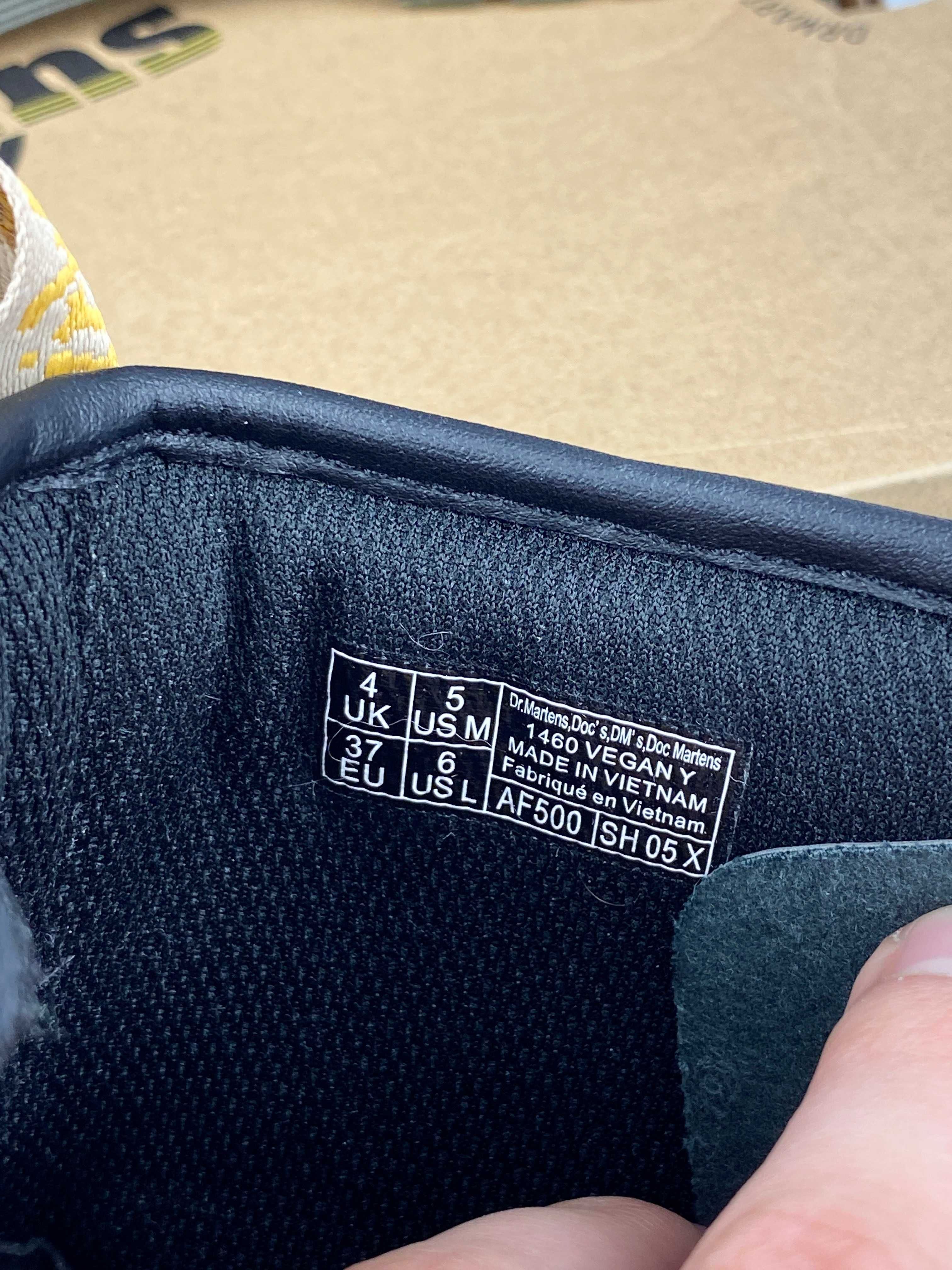 czarne żółte buty botki dr. martens 1460 vegan y r. 37 n105