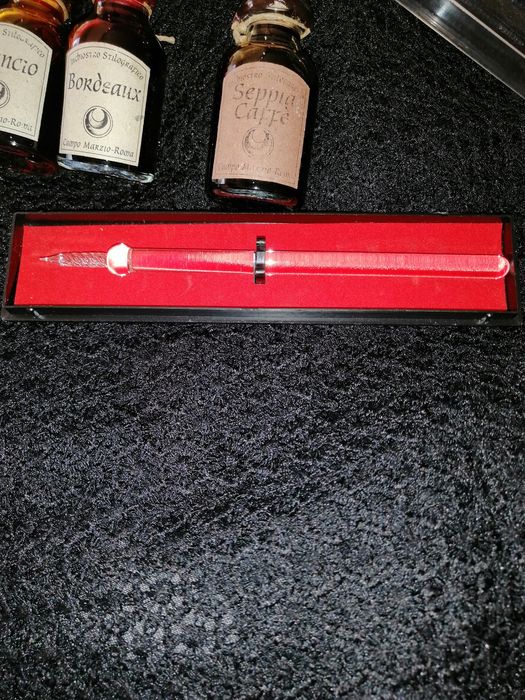 Caneta de Vidro e 3 tinteiros, NOVOS, para coleccionadores
