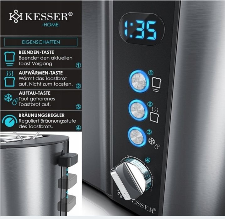 Kesser toster 1250W 6 poziomów opiekania funkcja high lift podgrzewani