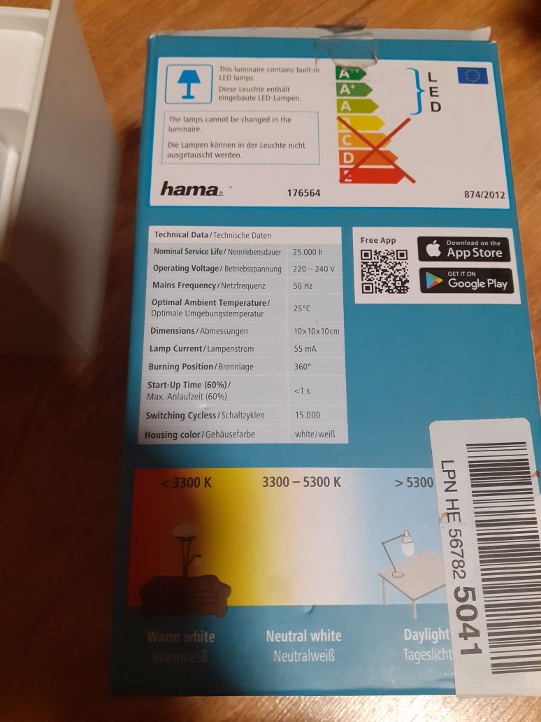 Hama wifi wall lampa sterowana aplikacją