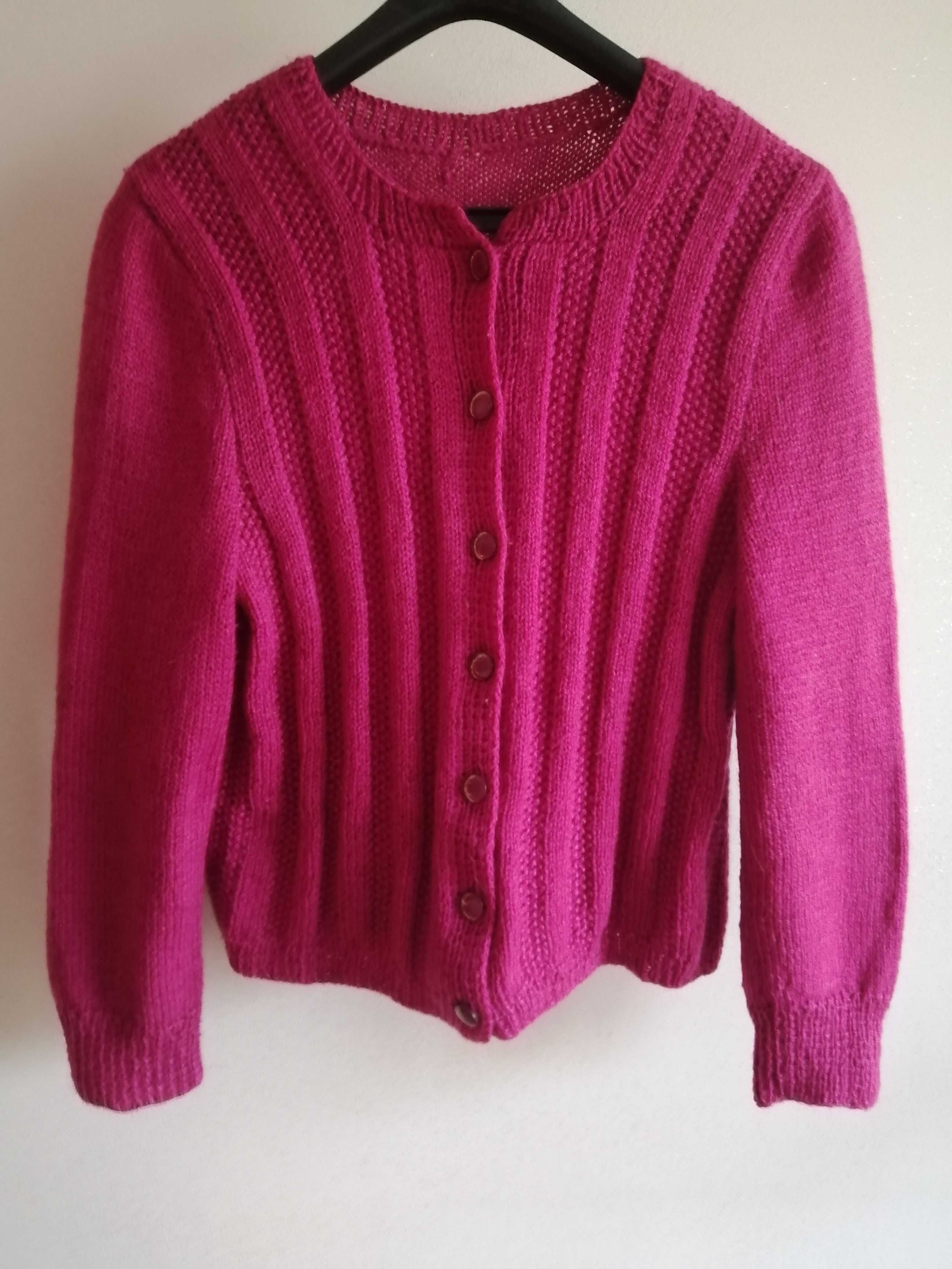Rozpinany Swetr ręcznie robiony na drutach mały rozm
