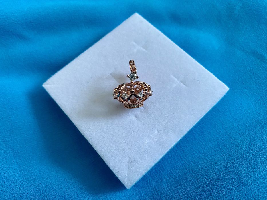 nowy charms zawieszka srebro 925 cyrkonie różowe złoto