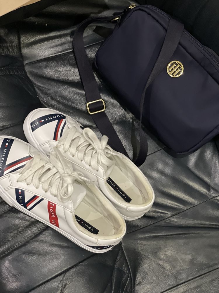 Tommy Hilfiger набор шорты футболка S , кеды 38(7,5-24,5 см) сумка