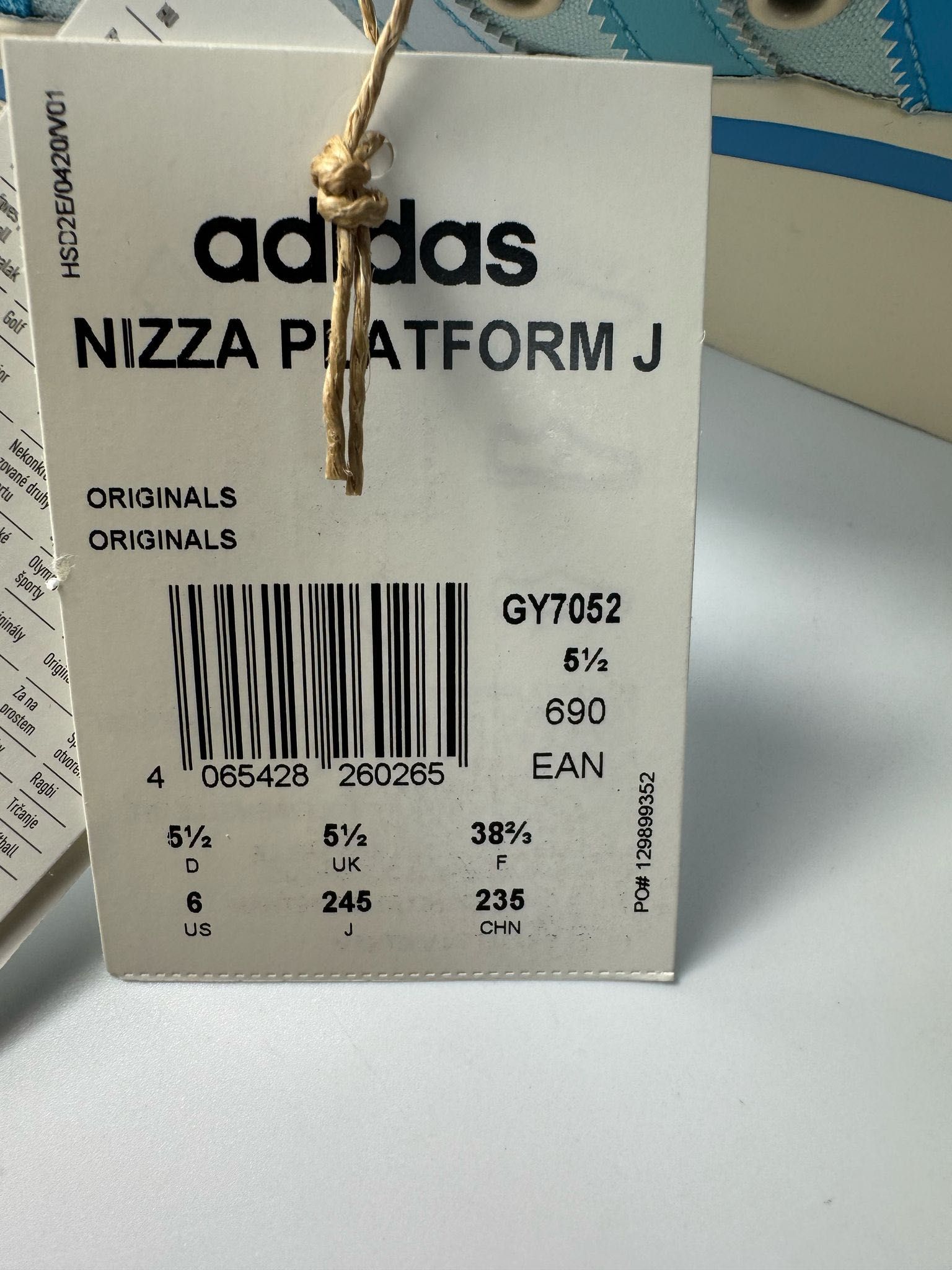 Nowe sneakersy ADIDAS PARLEY Nizza Platforma J błękitne 38 2/3