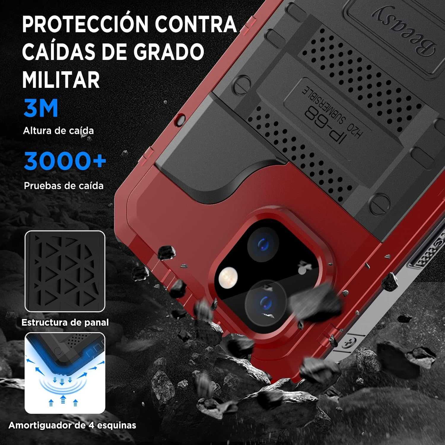 Beeasy iPhone 13 / iPhone 14 etui wodoodporne pancerne metalowe 360