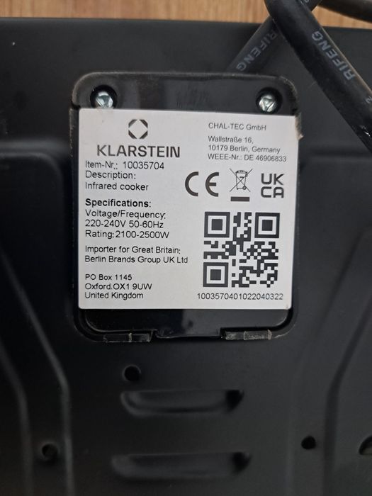 Płyta grzewcza elektryczna wolnostojąca dwupalnikowa Klarstein 2100-25