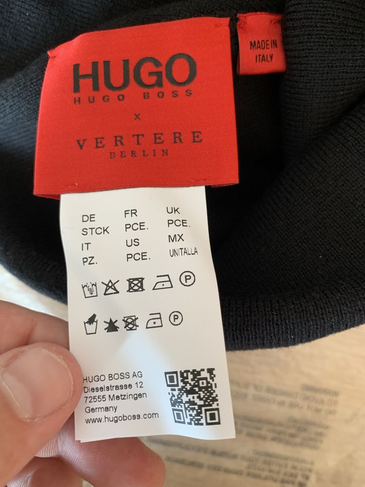 Унісекс чорна вовняна шапка Hugo Boss x Vertere Berlin чоловіча жіноча