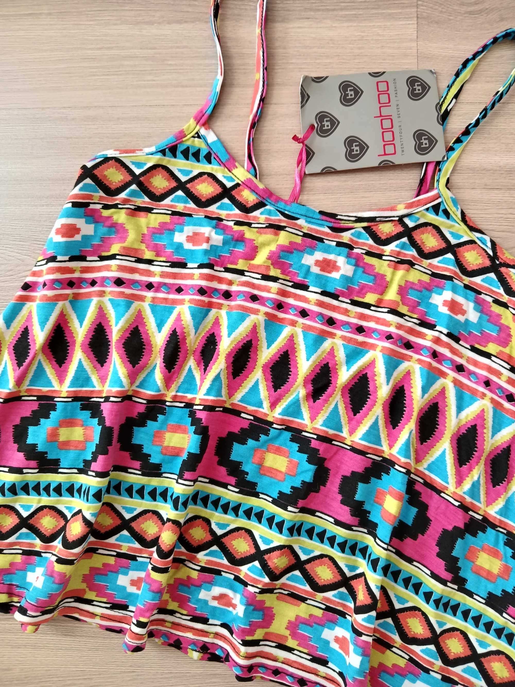 Nowy top na ramiączkach zwiewna bluzka aztec hippie boho Boohoo 36