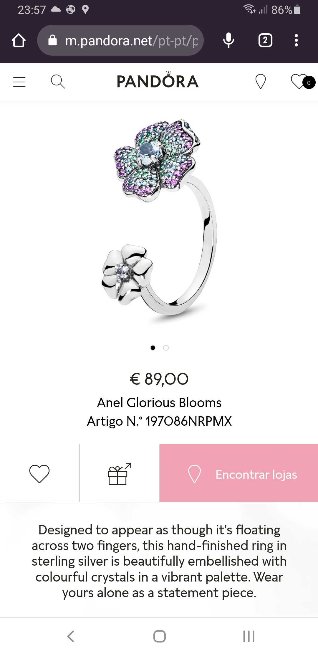 Anel pandora original tam 52-54