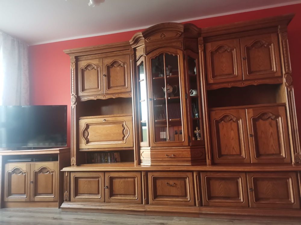Meblościanka i komoda dębowa