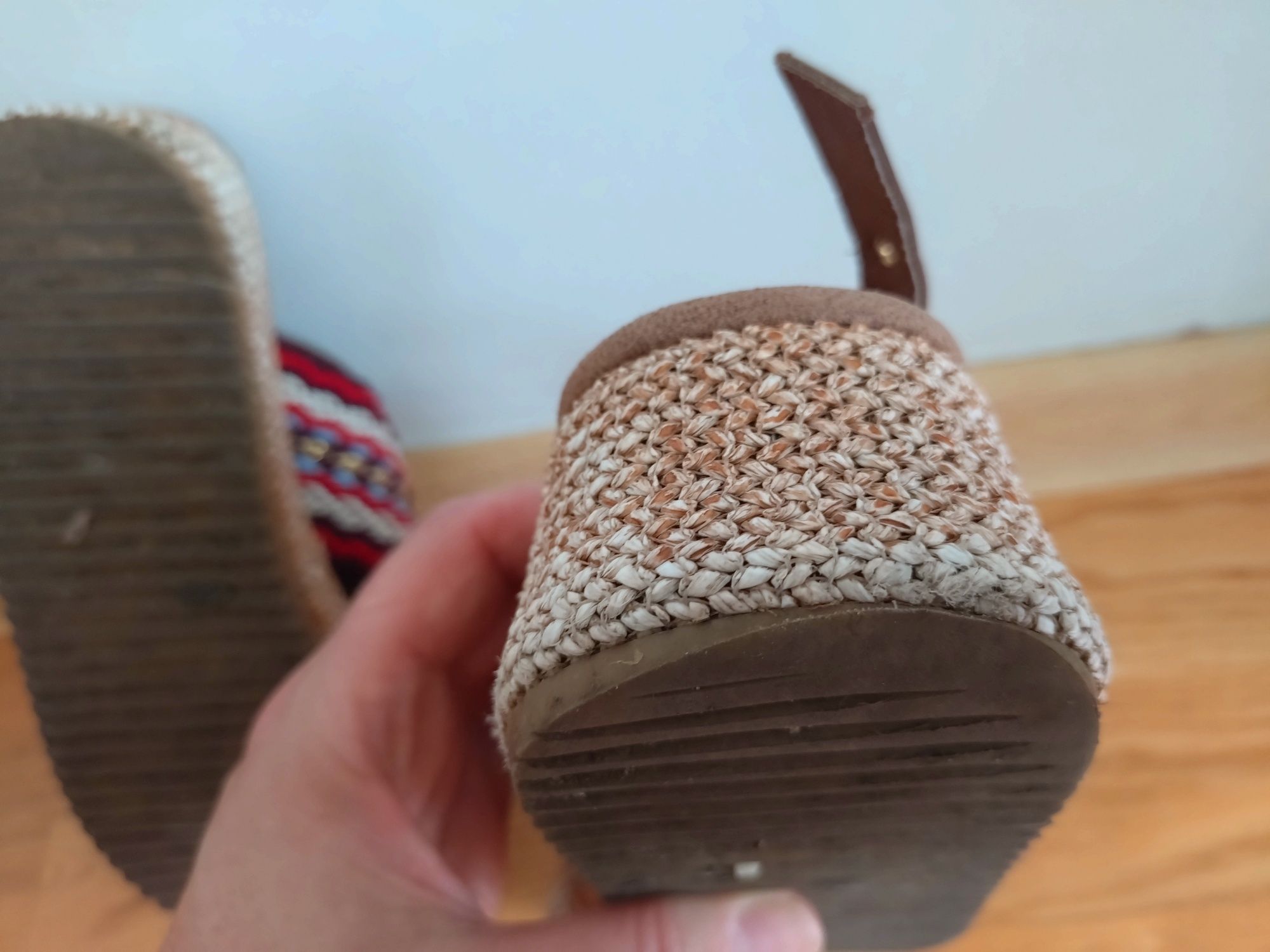Sandałki Boho Wrangler 36 espadryle skóra naturalna platforma  koturna