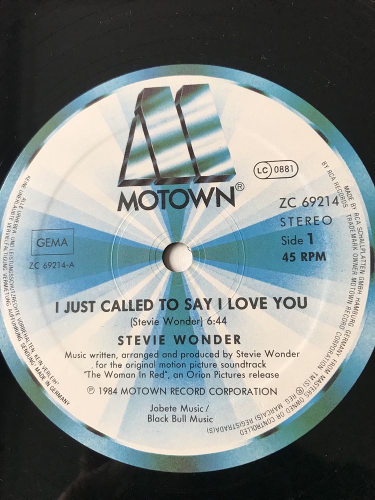 Stevie Wonder - I Just Call To Say I Love You. Winyl,Maxi, Super Vers.