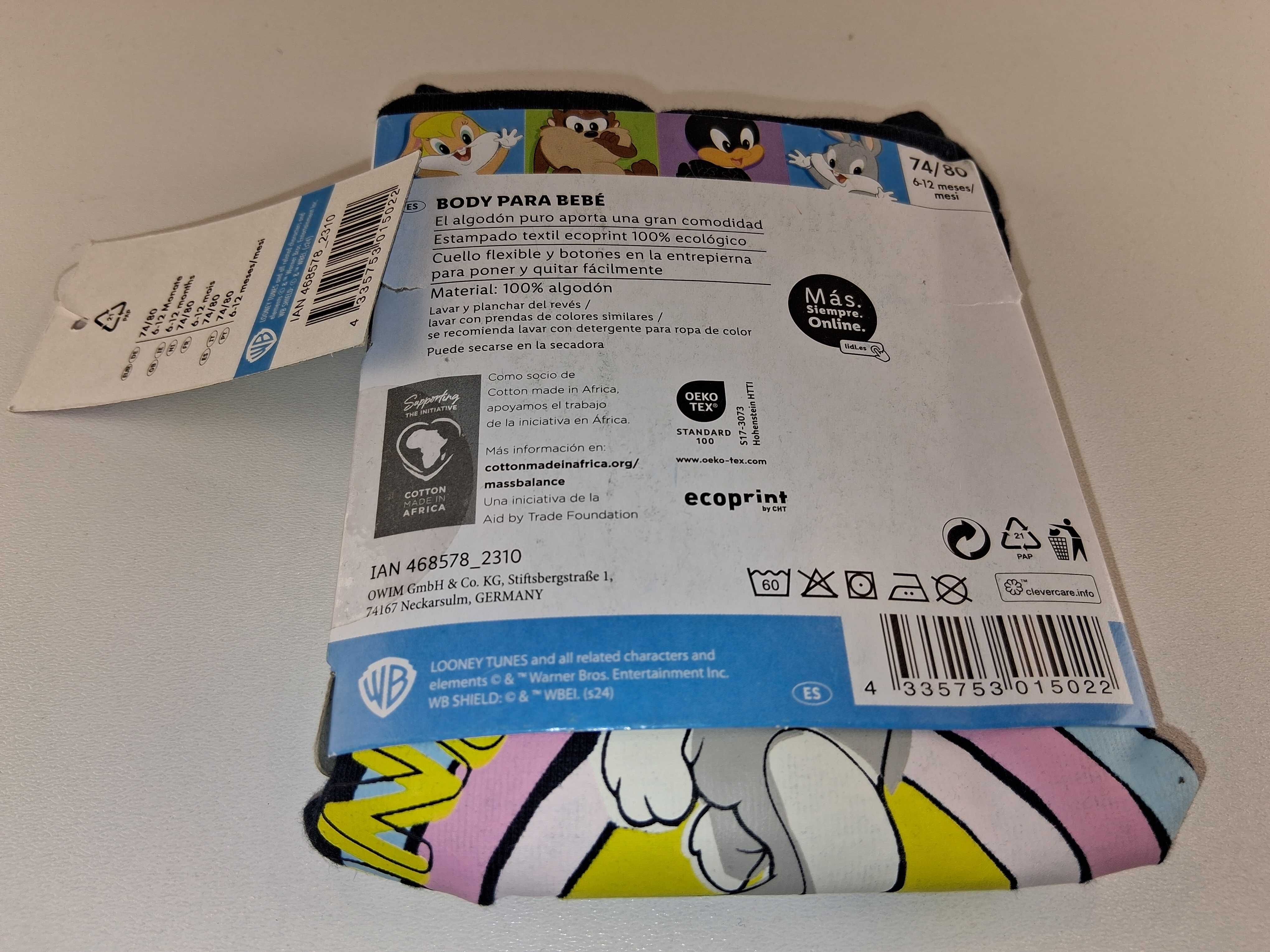 A037 Body Niemowlęce Looney Tunes Długi Rękaw Granatowe Rozmiar 74/80