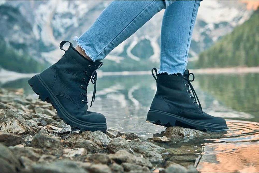 Ecco Grainer damskie botki trapery nubuk czarne 40