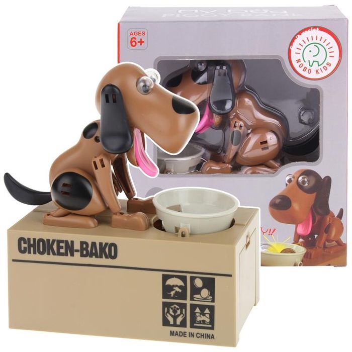 Skarbonka Interaktywna Automat Pies Piesek Zjada Monety Sejf - Brązowy