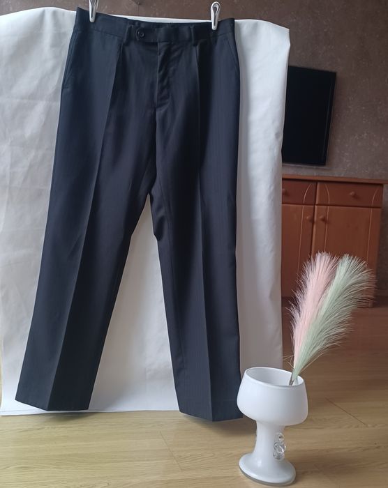 Elegancki garnitur Puere czarny spodnie marynarka guziki S M L wesele