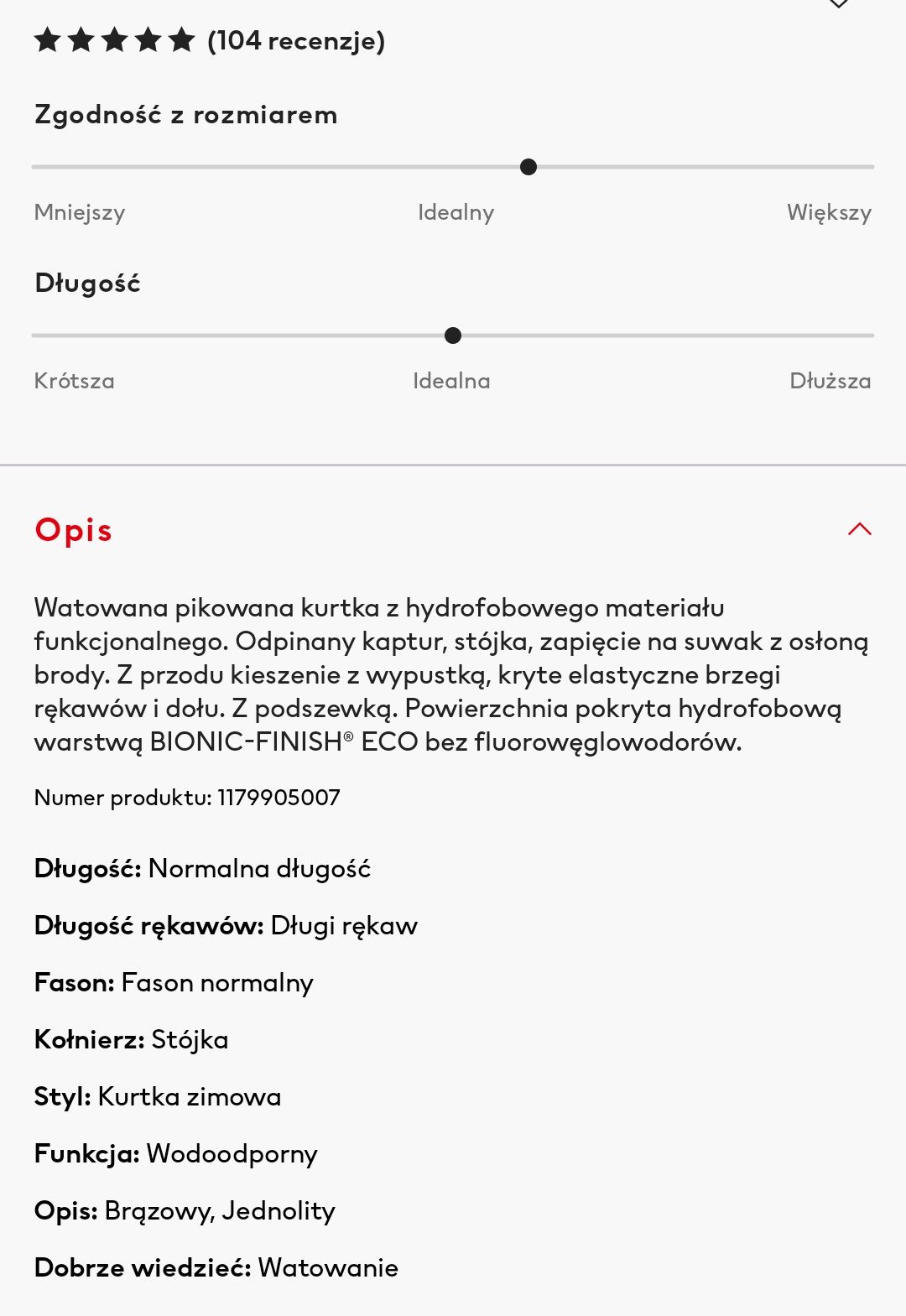 Kurtka zimowa ocieplana puffer brązowa H&M 122/228 chłopiec