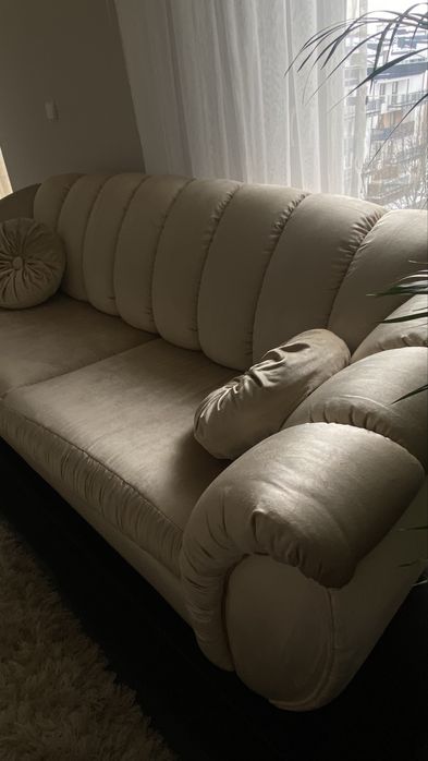 Sofa kanapa rozkładana velur złota glamour