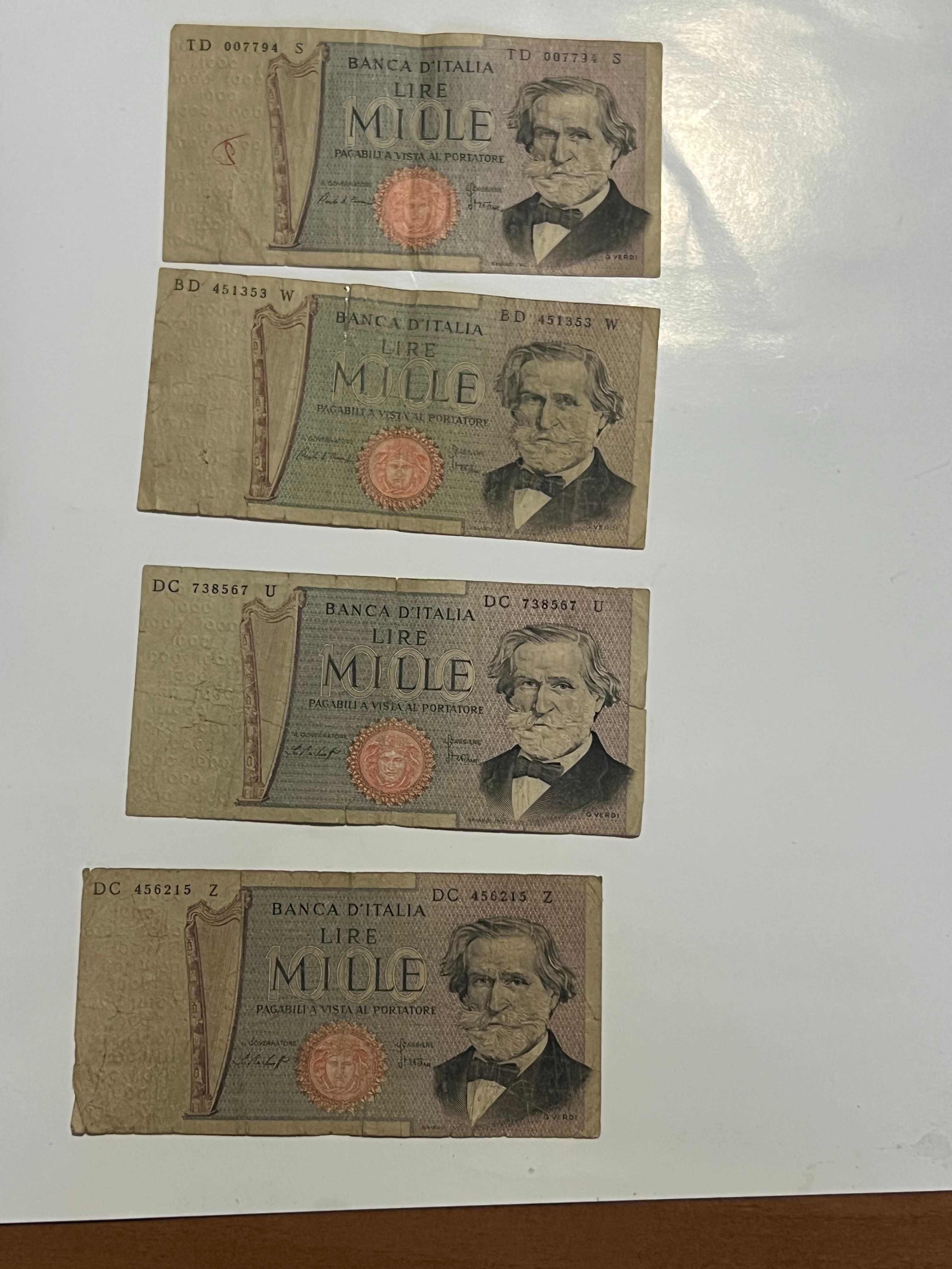 Notas italianas de 1000 liras