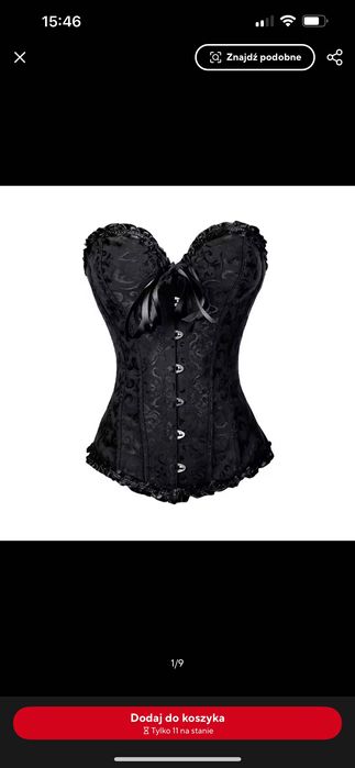 Nowy czarny gorset damski top gorsetowy wiązany 38