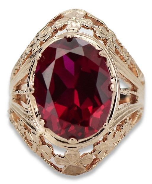 Pierścionek z czerwonego złota 14k 585 z Rubinem Vintage vrc031 Gdańsk
