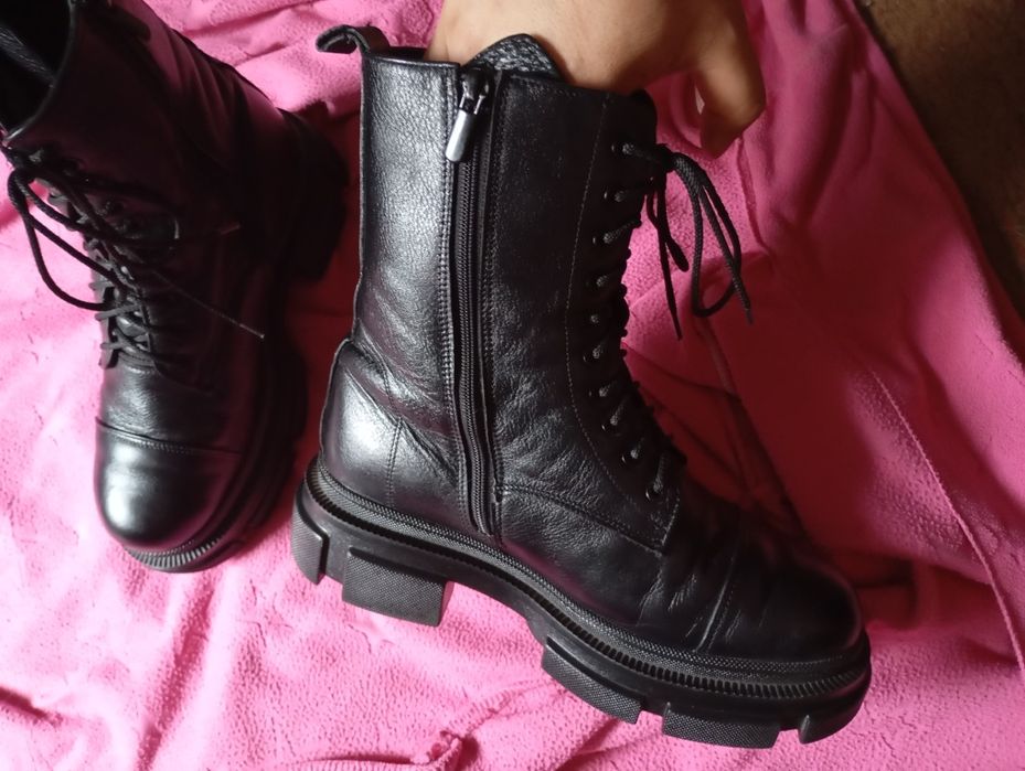 Ботинки женские зимние кожаные на платформе сапоги р40 Испания
