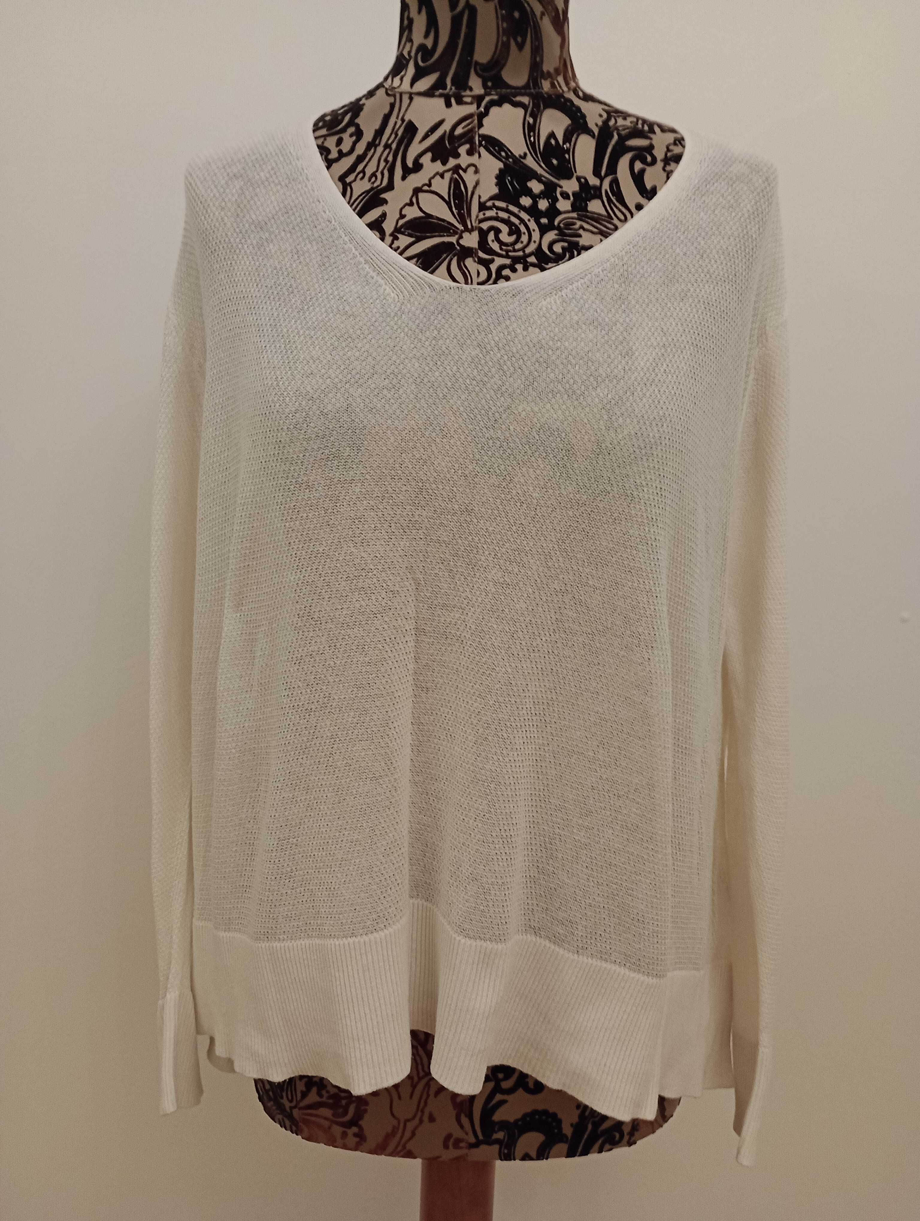 Sweterek MASSIMO DUTTI z Jedwabiem  - rozmiar  S/M - oversize - ecru
