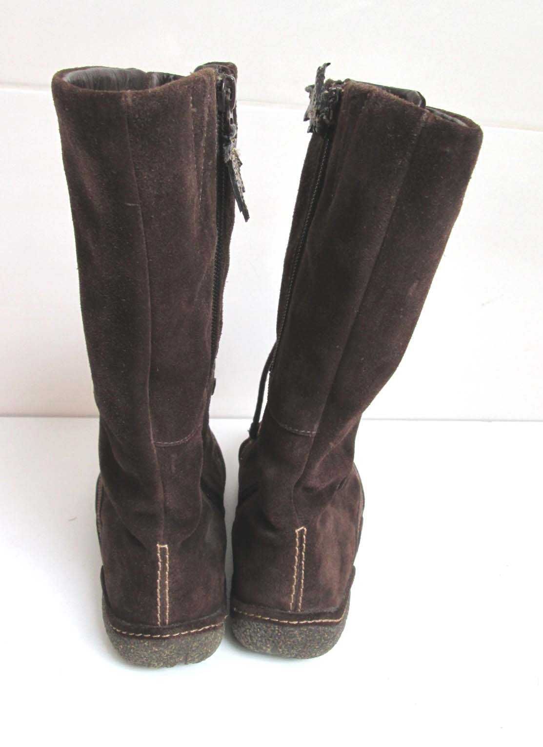 Clarks wysokie skórzane buty kozaki skóra zamsz  36