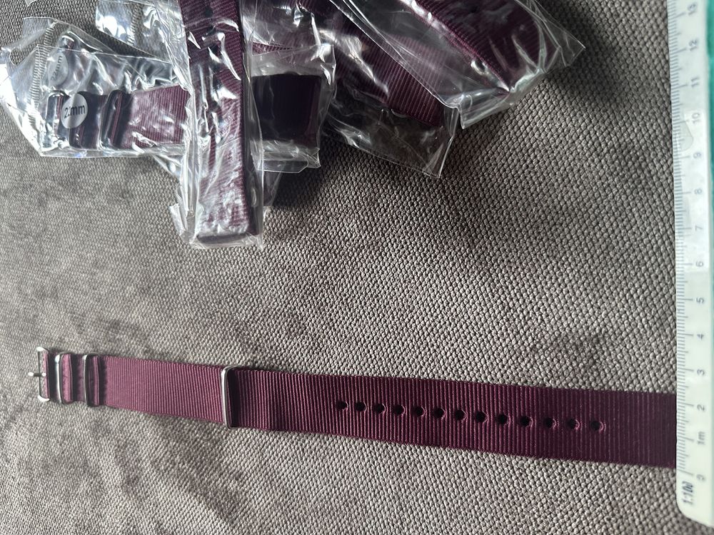 Pasek Nato 22mm nowy bordowy Seiko Omega Bulova Casio