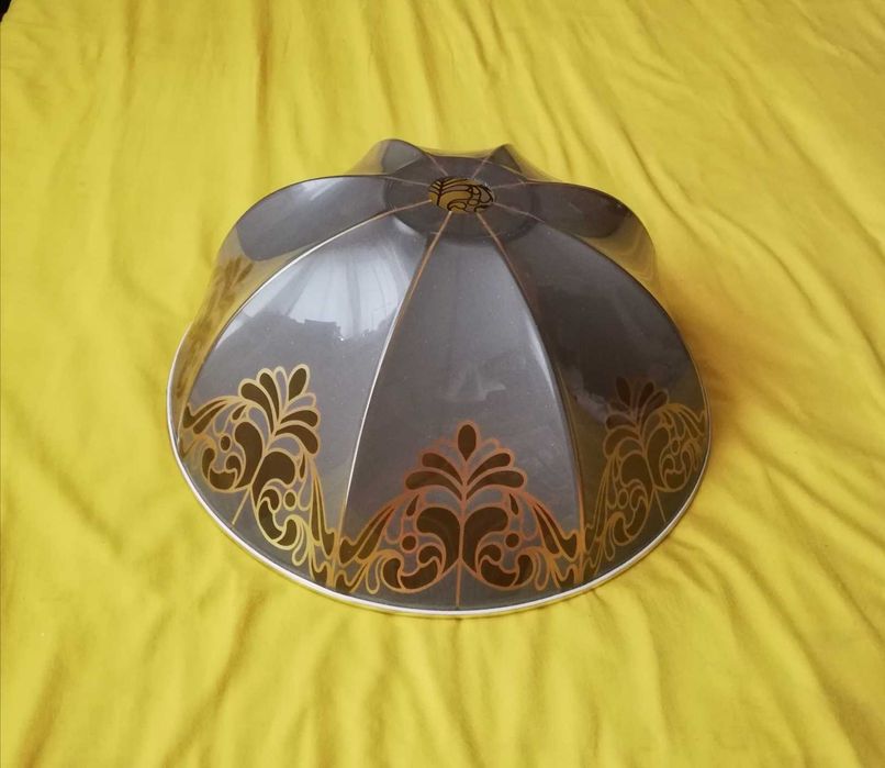klosz do kuchni plastikowy lekki tworzywo złote zdobienia 4/16/38cm