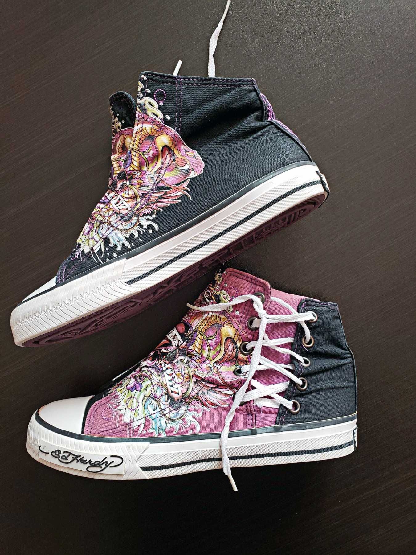 Кеды Ed Hardy высокие ботинки хайтопы 36 22.5 см. original стиль