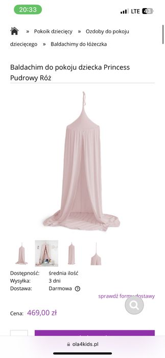 Baldachim dziecięcy róż namiot