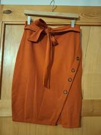 Spódnica ołówkowa, z paskiem, Amisu, r. 38, ruda, pomarańczowa