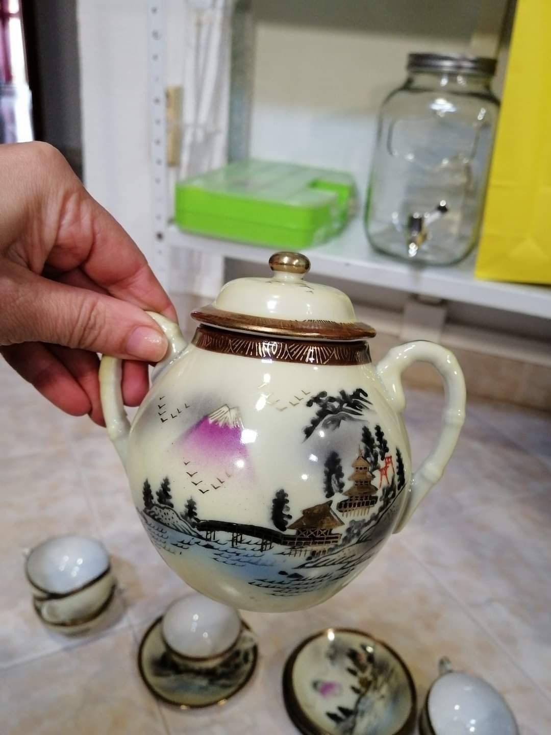 conjunto de chá porcelana chinesa casca de ovo