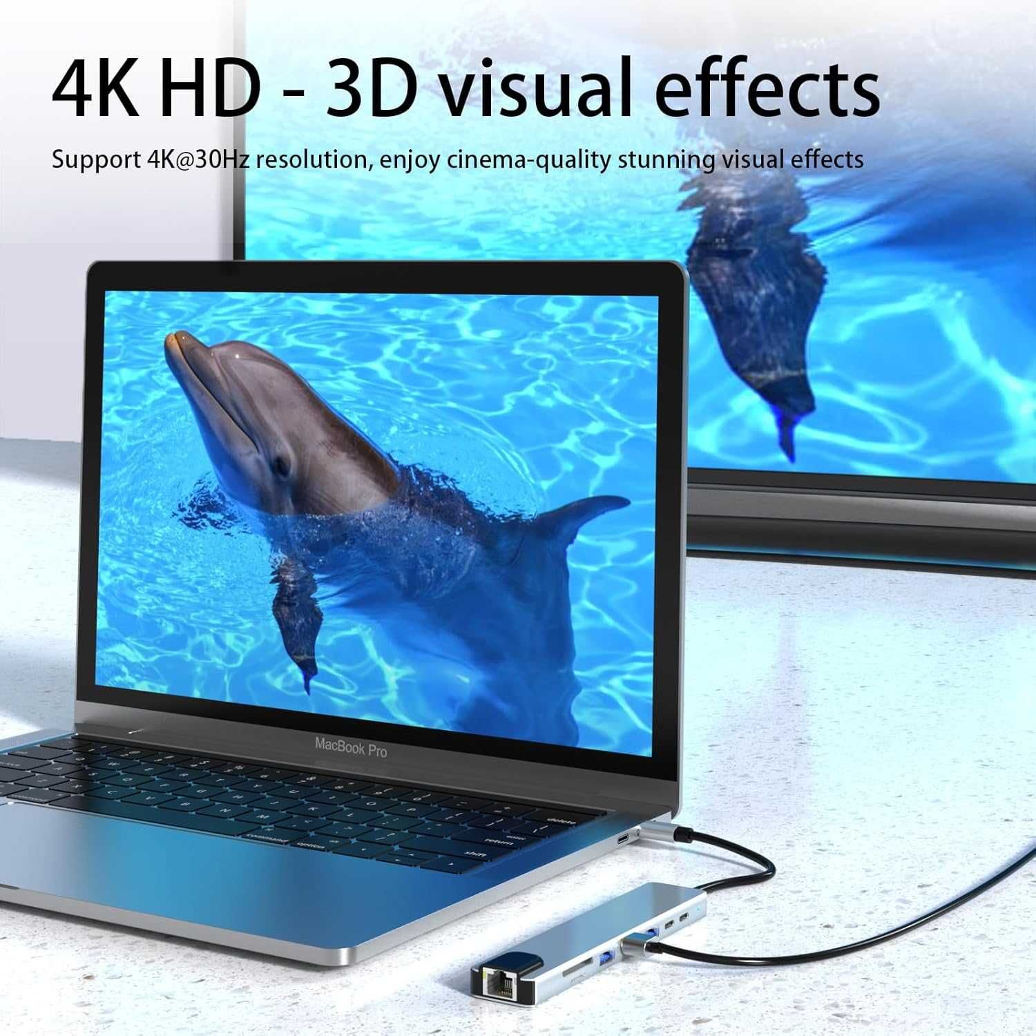 Vortex TW8A Hub 8w1 USB-C 2x USB HDMI 2x USB-C RJ45 Dell HP Macbook SD