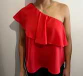 Blusa assimétrica fluída vermelha Tiffosi