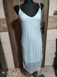 Błękitna koronkowa sukienka S/M nowa z metką