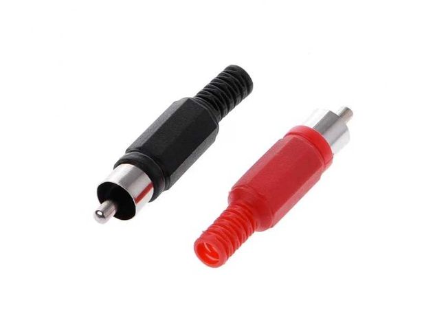 Штекер RCA (папа) красный и чёрный под пайку кабеля (2 пары)
