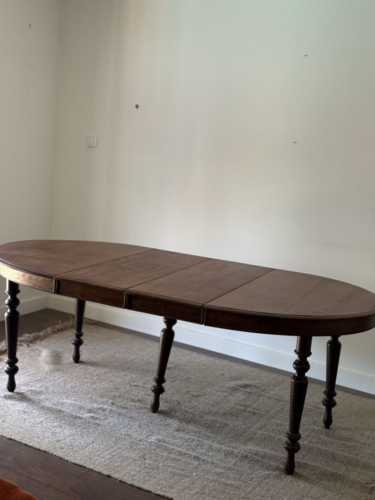 Mesa de jantar em madeira antiga clássica mesidas aberta 2,00x1,00