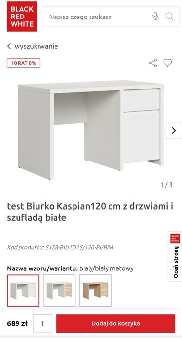 Białe biurko Kaspian BRW połysk mat