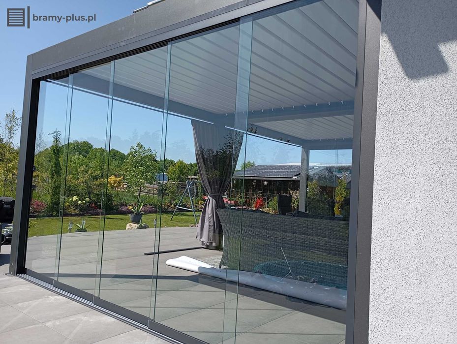 Zadaszenie tarasu 4x4 aluminiowe z montażem poliwęglan mleczny pergola