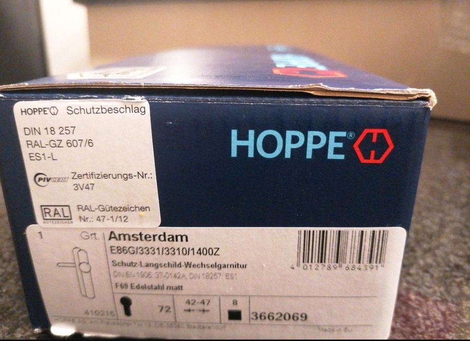 Hoppe Komplet gałko-klamki Amsterdam do drzwi zewnętrznych