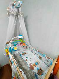 Набір дитячої постільної білизни в ліжечко с захистом  "Сова"