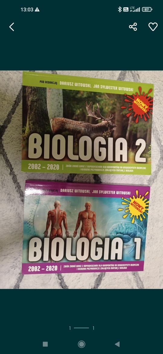 Matura pisemna Biologia Witowski 3 części stan bdb Aktualne!!!