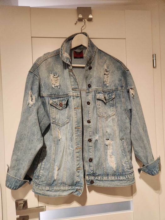 katana kurtka jeansowa oversize z nadrukiem