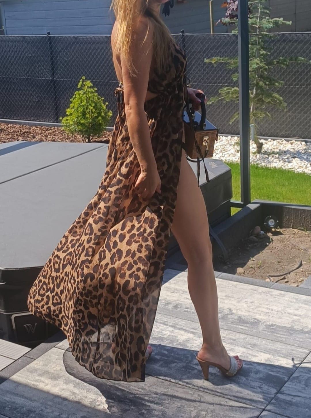 Nowe długie pareo boho Etno w panterkę S/M