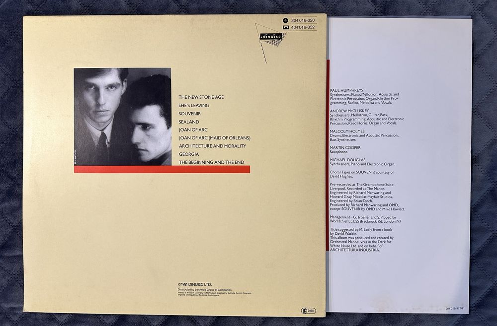 OMD Architecture & Morality LP 1Press Germany NM
