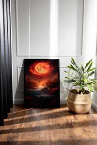 Plakat na Ścianę Obraz Krwawy Księżyc Krajobraz 40x60 cm Premium
