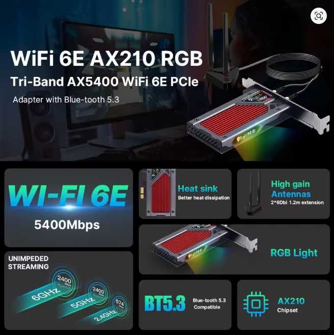 Адаптер Wifi 6E/ BT 5.3 Fenvi ax3000